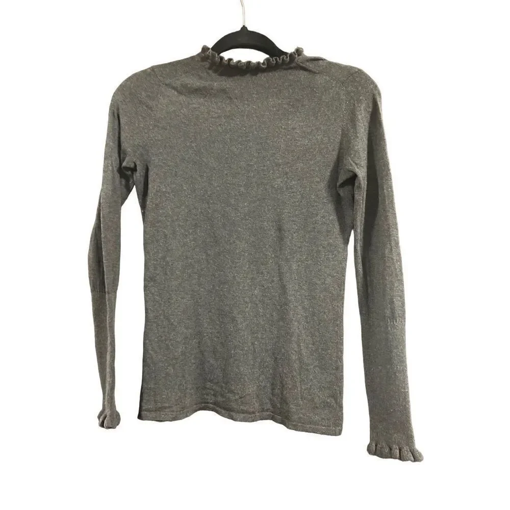 Carlisle Collection Silk and Cashmere Ruffle Sweater Size Small Charcoal Grey Gr - Picture 6 of 9
